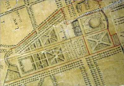 Detail from estate plan, c. 1730.